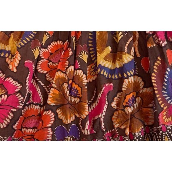 Farm Rio Bright Flora Brown Mini Skirt, Size X-Large - Picture 5 of 5